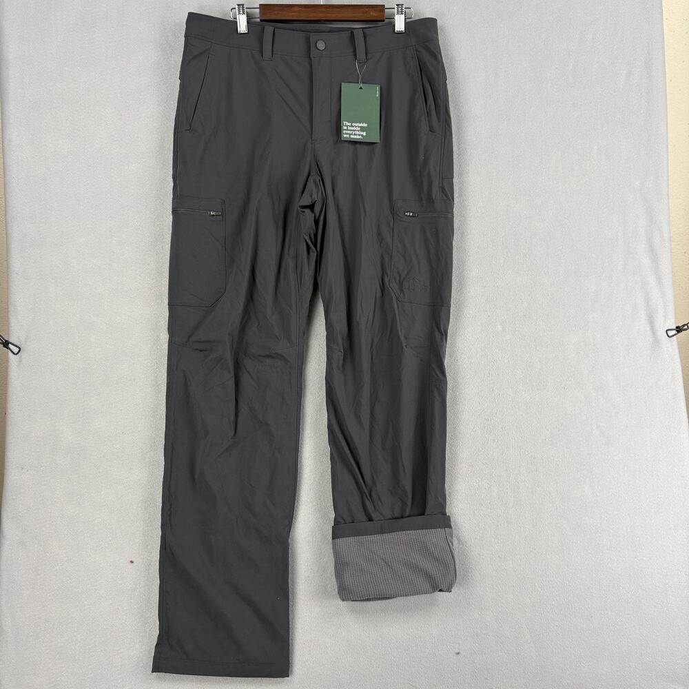 L.L.Bean Pants Mens 34x34 Gray Cresta Hiking Fleece Lined Thermal Outdoor